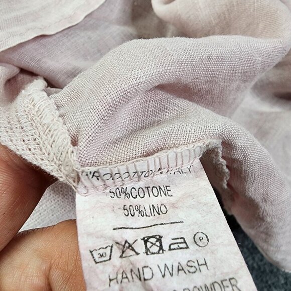 Made in Italy Cotton Linen Sharkbite Hem Lagenlook Blouse Pink Top One Size - Picture 6 of 11